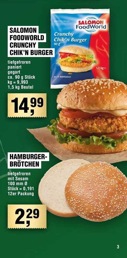 SALOMON FOODWORLD CRUNCHY CHIK'N BURGER