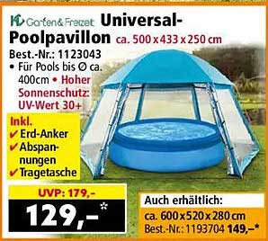 Universal-Poolpavillon ca. 500 x 433 x 250 cm