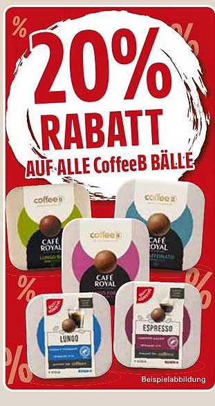 20% RABATT AUF ALLE CoffeeB BÄLLE