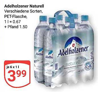 Adelholzener Naturell Verschiedene Sorten, PET-Flasche, 1 l = 0.67 + Pfand 1.50