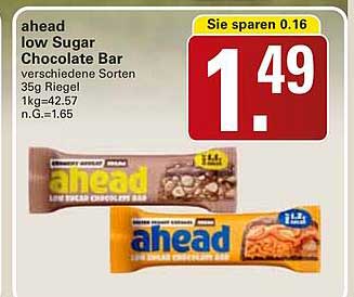 ahead low Sugar Chocolate Bar verschiedene Sorten 35g Riegel