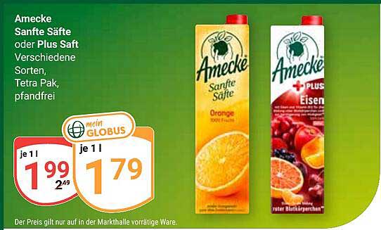 Amecke Sanfte Säfte oder Plus Saft Verschiedene Sorten, Tetra Pak, pfandfrei