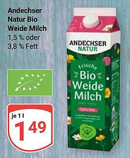 Andechser Natur Bio Weide Milch 1,5 % oder 3,8 % Fett