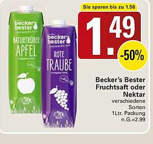 Becker’s Bester Fruchtsaft oder Nektar verschiedene Sorten 1 Ltr. Packung