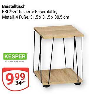 Beistelltisch FSC®-zertifizierte Faserplatte, Metall, 4 Füße, 31,5 x 31,5 x 38,5 cm