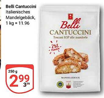 Belli Cantuccini Italienisches Mandelgebäck, 1 kg = 11.96