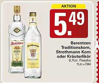 Berentzen Traditionskorn, Strothmann Korn oder Kräuterlikör