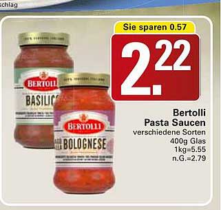 Bertolli Pasta Saucen verschiedene Sorten 400g Glas