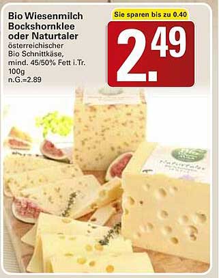 Bio Wiesenmilch Bockshornklee oder Naturtaler