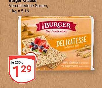 Burger Knäcke Verschiedene Sorten, 1 kg = 5.16