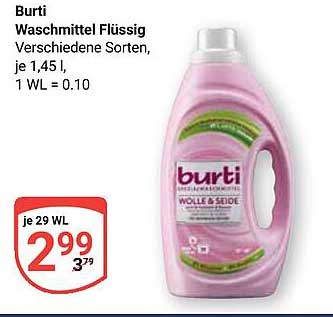 Burti Waschmittel Flüssig Verschiedene Sorten, je 1,45 l, 1 WL = 0.10