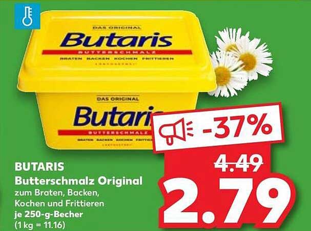 BUTARIS Butterschmalz Original zum Braten, Backen, Kochen und Frittieren je 250-g-Becher
