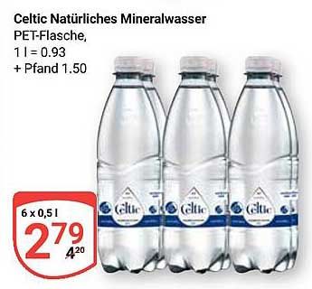 Celtic Natürliches Mineralwasser PET-Flasche, 1 l = 0.93 + Pfand 1.50