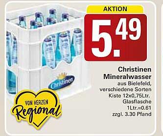 Christinen Mineralwasser aus Bielefeld, verschiedene Sorten