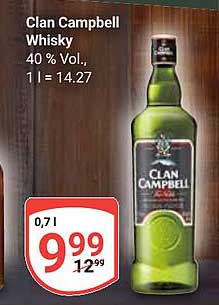 Clan Campbell Whisky 40 % Vol. 1 l = 14,27