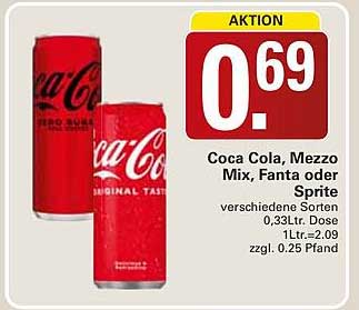 Coca Cola, Mezzo Mix, Fanta oder Sprite