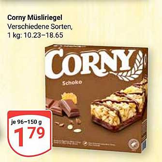 Corny Müsliriegel Verschiedene Sorten 1 kg: 10.23–18.65