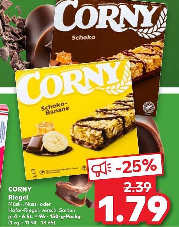 CORNY Riegel Müsli-, Nuss- oder Hafer-Riegel, versch. Sorten je 4 - 6 St. = 96 - 150-g-Packg.