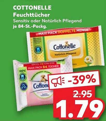 COTTONELLE Feuchttücher Sensitiv oder Natürlich Pflegend je 84-St.-Packg.