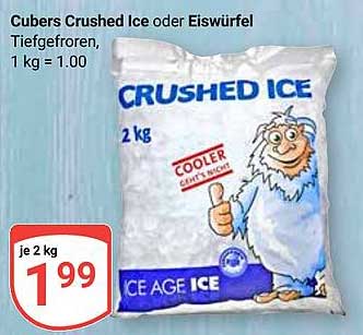 Cubers Crushed Ice oder Eiswürfel tiefgefroren, 1 kg = 1.00