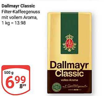 Dallmayr Classic Filter-Kaffeegenuss mit vollem Aroma, 1 kg = 13.98