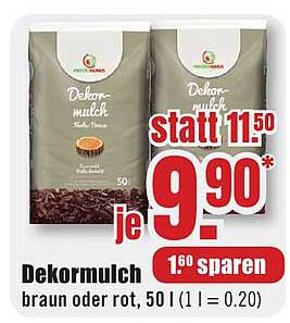 Dekormulch braun oder rot, 50 l (1 l = 0.20)
