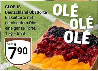 Deutschland Obsttorte Biskuitorte mit gemischtem Obst, eine ganze Torte, 1 kg = 8.78