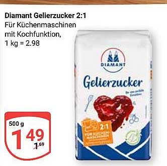 Diamant Gelierzucker 2:1 Für Küchenmaschinen mit Kochfunktion, 1 kg = 2.98