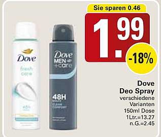 Dove Deo Spray verschiedene Varianten 150ml Dose