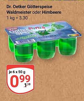 Dr. Oetker Götterspeise Waldmeister oder Himbeere 1 kg = 3,30