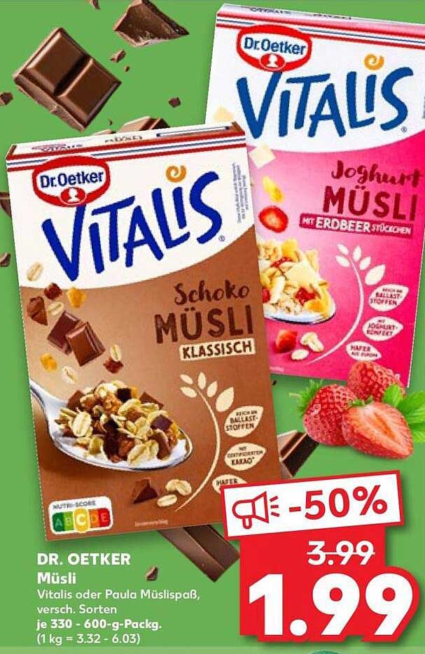 Dr. Oetker Müsli Vitalis oder Paula Müslispäß, versch. Sorten