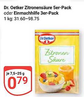 Dr. Oetker Zitronensäure 5er-Pack oder Einmachhilfe 3er-Pack
