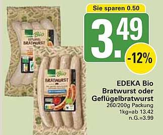 EDEKA Bio Bratwurst oder Geflügelbratwurst