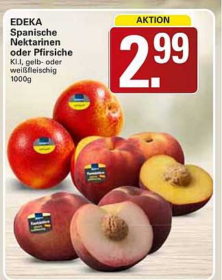 EDEKA Spanische Nektarinen oder Pfirsiche Kl.I, gelb- oder weißfleischig 1000g