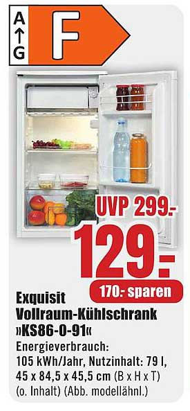 Exquisit Vollraum-Kühlschrank »KS86-0-91«