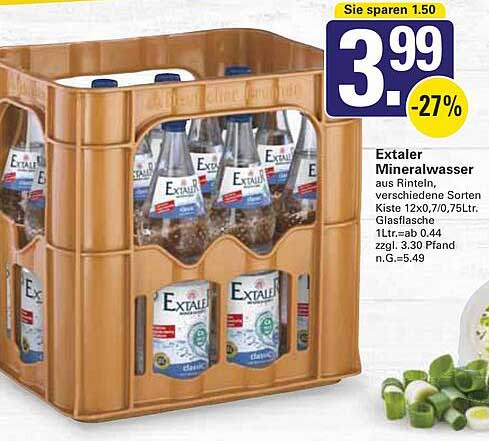 Extaler Mineralwasser aus Rinteln, verschiedene Sorten, Kiste 12x0,7/0,75Ltr. Glasflasche