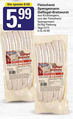 Fleischerei Spengemann Geflügel-Bratwurst