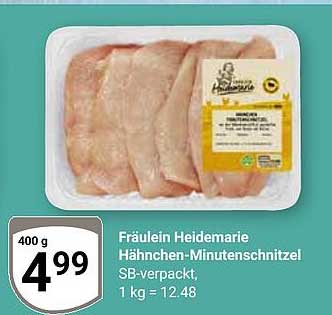 Fräulein Heidemarie Hähnchen-Minuten­schnitzel SB-verpackt, 400 g