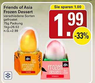 Friends of Asia Frozen Dessert verschiedene Sorten gefrostet 75g Packung 1kg = 26,53 n.g. 2,99