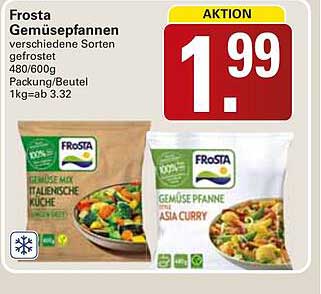 Frosta Gemüsepfannen verschiedene Sorten gefrostet 480/600g Packung/Beutel 1kg=ab 3.32