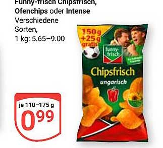 Funny-frisch Chipsfrisch, Ofenchips oder Intense Verschiedene Sorten. 1 kg: 5.65–9.00