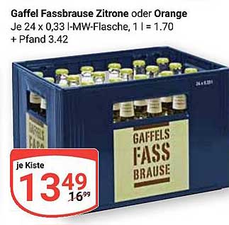 Gaffel Fassbrause Zitrone oder Orange