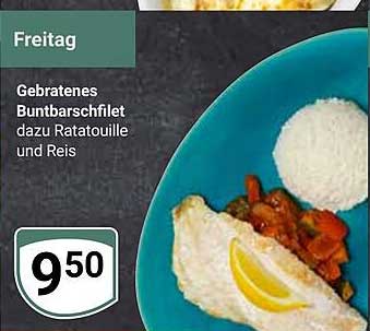Gebratenes Buntbarschfilet dazu Ratatouille und Reis