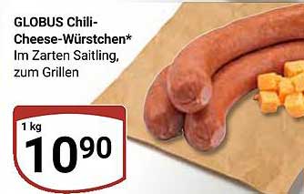 GLOBUS Chili-Cheese-Würstchen* Im Zarten Saitling, zum Grillen