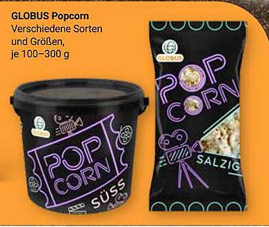 GLOBUS Popcorn Verschiedene Sorten und Größen, je 100–300 g