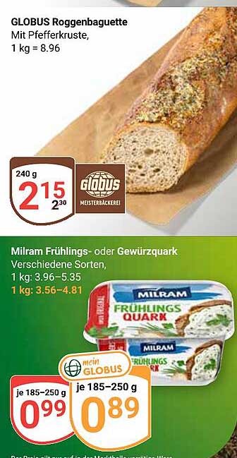 GLOBUS Roggenbaguette Mit Pfefferkruste, 1 kg = 8.96