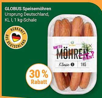 GLOBUS Speisemöhren Ursprung Deutschland, KL 1, 1 kg-Schale