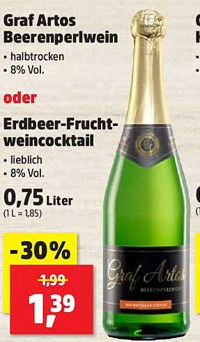 Graf Artos Beerenperlwein oder Erdbeer-Fruchtweincocktail