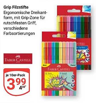 Grip Filzstifte Ergonomische Dreikantform, mit Grip-Zone für rutschfesten Griff, verschiedene Farbsortierungen
