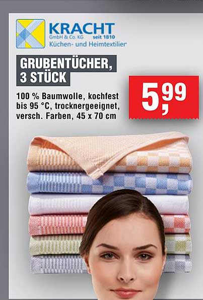 GRUBENTÜCHER, 3 STÜCK